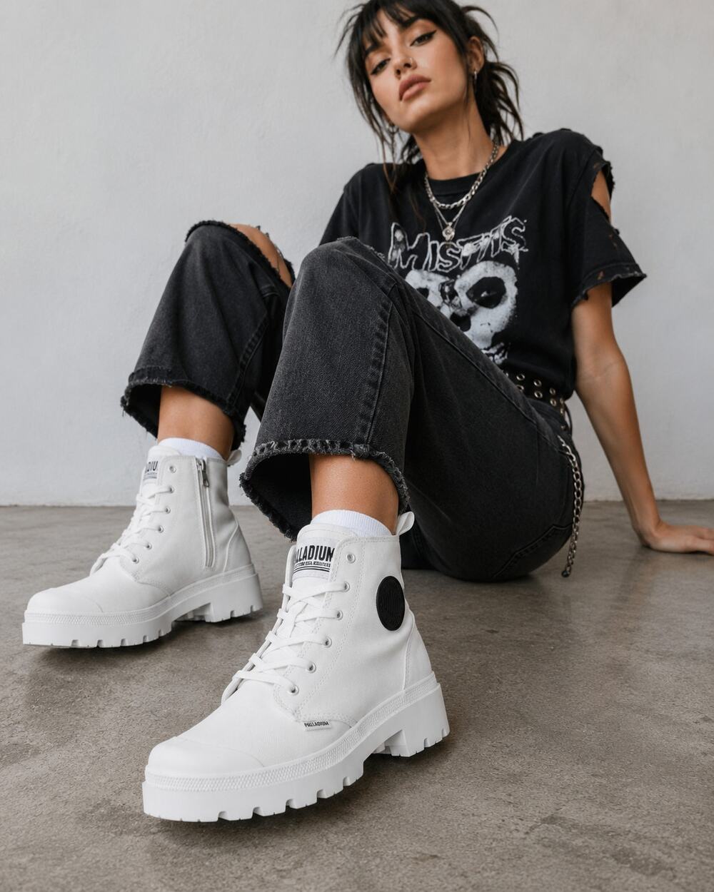 NEW Palladium Pallabase Twill Star White Women's Boots - Multiple Sizes